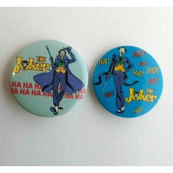 Joker Batman Pinback Button Badges (2) Original 1982 Licensed Official DC Comics - Picture 1 of 8